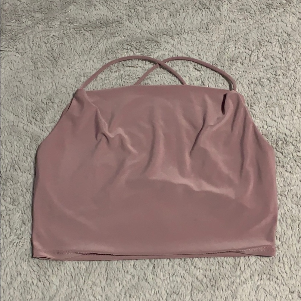 Crop top with criss cross open back